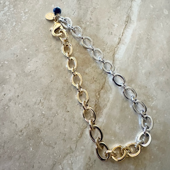 Jane Win RARE Two Tone Chunky Link Chain Necklace - Picture 6 of 7